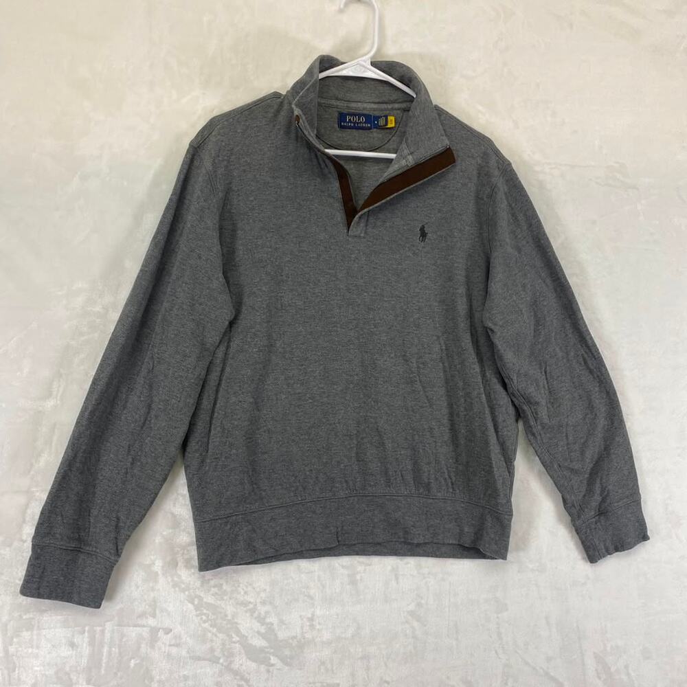 Polo Ralph Lauren Men's Gray Long Sleeve Quarter Zip Pullover Sz M - Picture 2 of 8